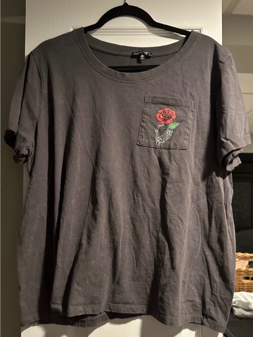 Living my best life skeleton Pocket Tee with Red Rose tee